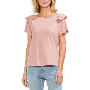 Vince Camuto Maroon Tiered Sleeve Ruffle Blouse